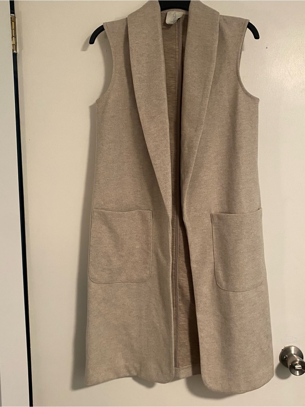 Joie Longline Vest Beige Sleeveless Duster Cardigan XS Pockets Boho Layering